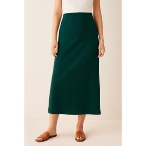 COS Green Midi Skirt Cotton Blend Large Office Workwear Fall Stretch